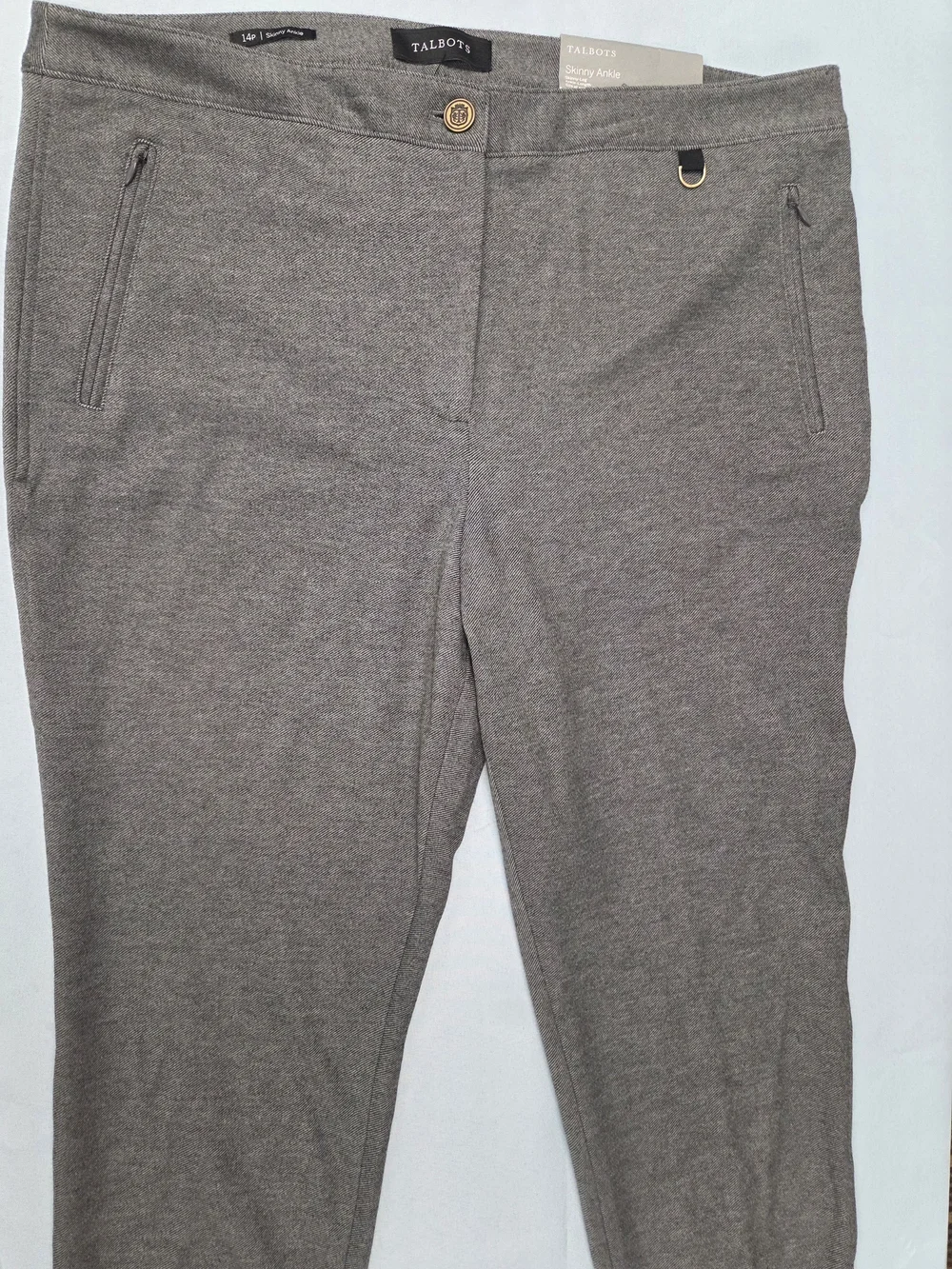 NWT Talbots Skinny Ankle Pants Gray Petite 14P Career Stretch